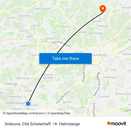 Soleuvre, Cité Scheierhaff to Helmdange map