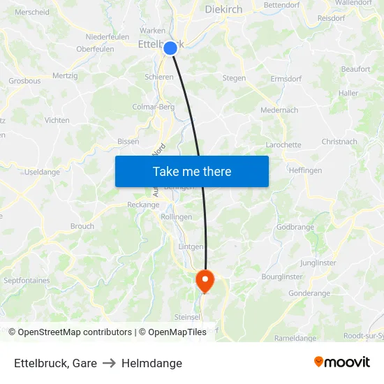 Ettelbruck, Gare to Helmdange map