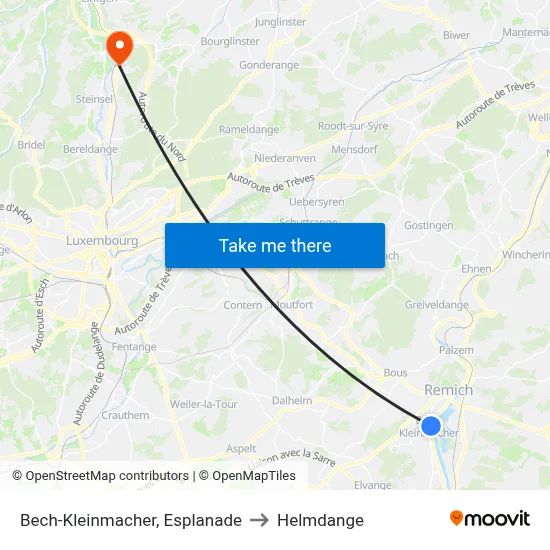 Bech-Kleinmacher, Esplanade to Helmdange map