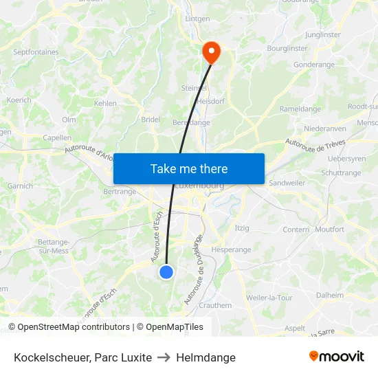Kockelscheuer, Parc Luxite to Helmdange map