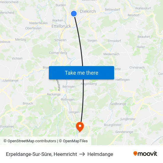Erpeldange-Sur-Sûre, Heemricht to Helmdange map