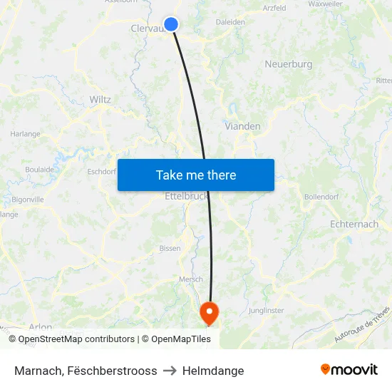 Marnach, Fëschberstrooss to Helmdange map
