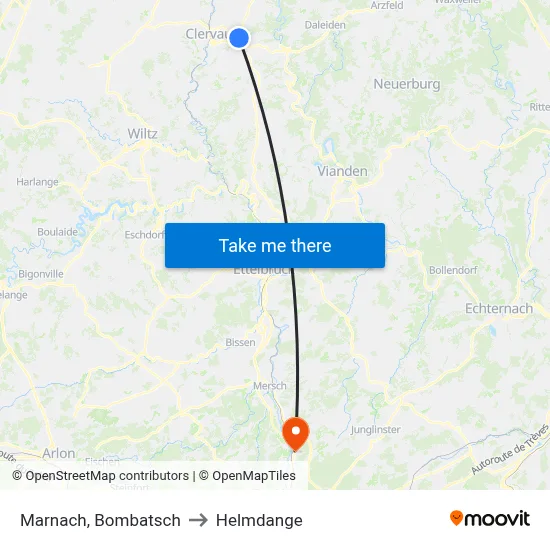 Marnach, Bombatsch to Helmdange map
