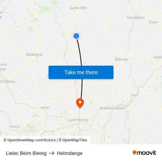 Lieler, Beim Biereg to Helmdange map