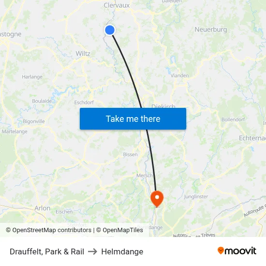 Drauffelt, Park & Rail to Helmdange map