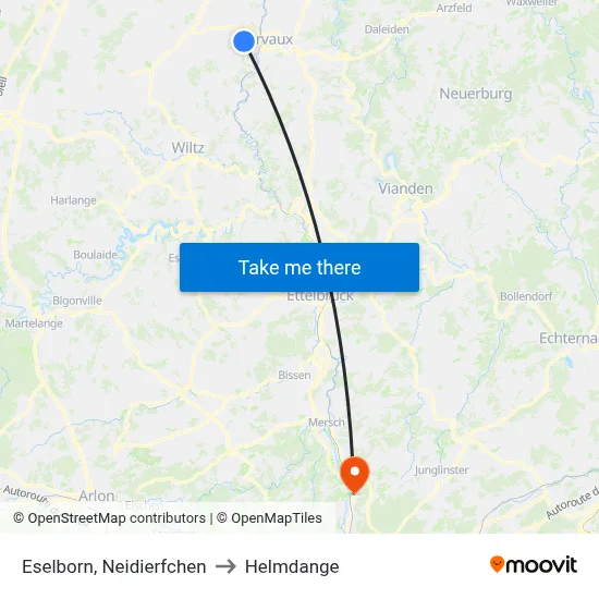 Eselborn, Neidierfchen to Helmdange map