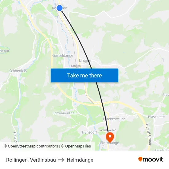 Rollingen, Veräinsbau to Helmdange map