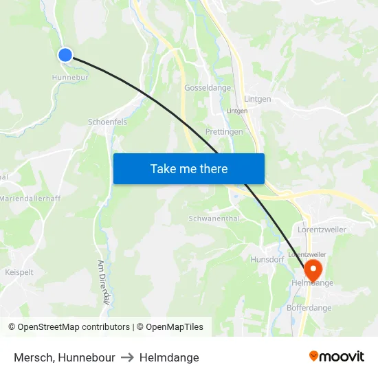 Mersch, Hunnebour to Helmdange map