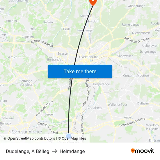 Dudelange, A Bëlleg to Helmdange map