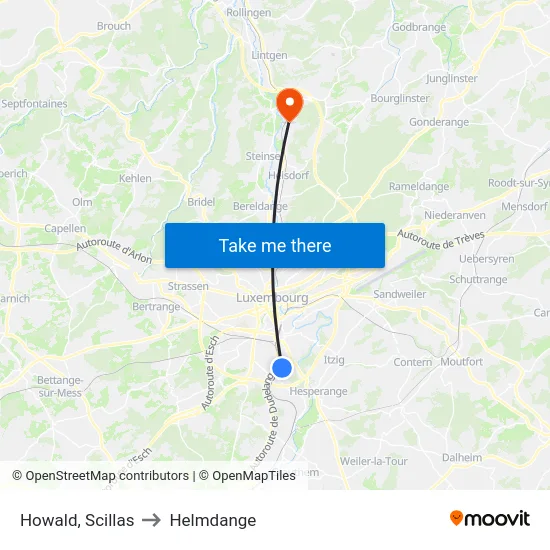 Howald, Scillas to Helmdange map