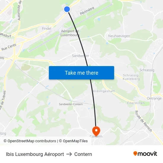 Ibis Luxembourg Aéroport to Contern map