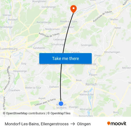 Mondorf-Les-Bains, Ellengerstrooss to Olingen map