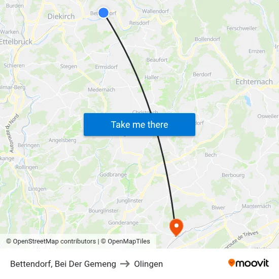 Bettendorf, Bei Der Gemeng to Olingen map