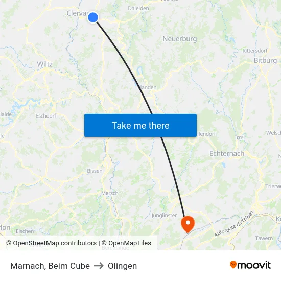 Marnach, Beim Cube to Olingen map