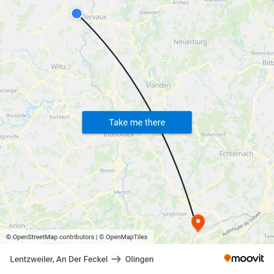 Lentzweiler, An Der Feckel to Olingen map