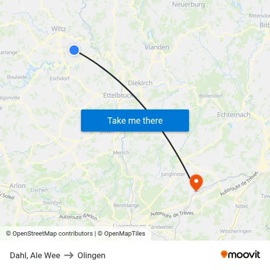Dahl, Ale Wee to Olingen map