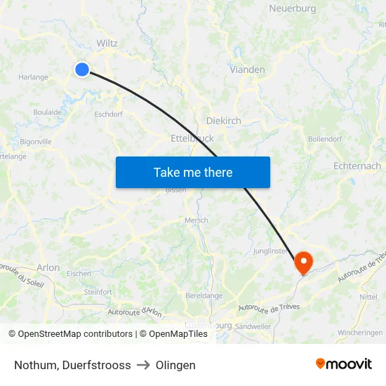 Nothum, Duerfstrooss to Olingen map