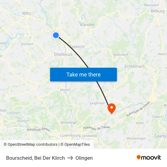 Bourscheid, Bei Der Kiirch to Olingen map
