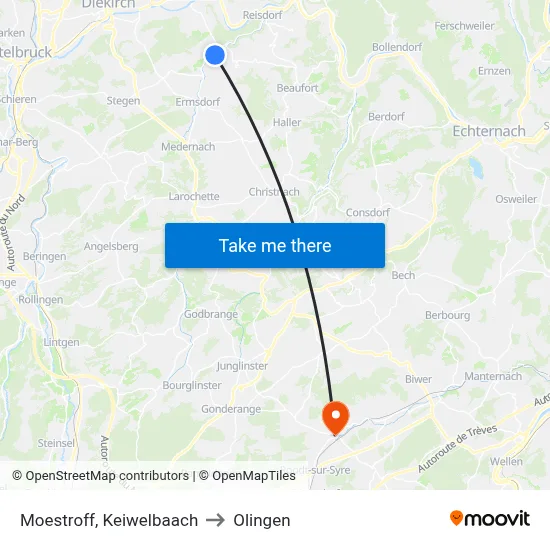Moestroff, Keiwelbaach to Olingen map