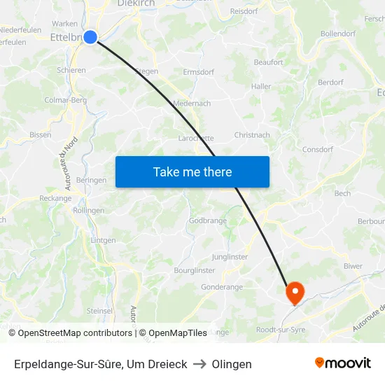 Erpeldange-Sur-Sûre, Um Dreieck to Olingen map