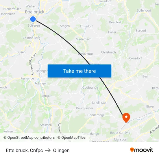 Ettelbruck, Cnfpc to Olingen map