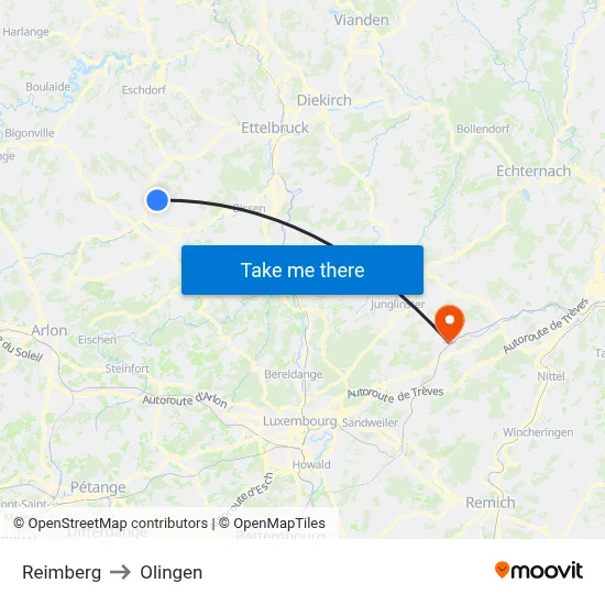 Reimberg to Olingen map