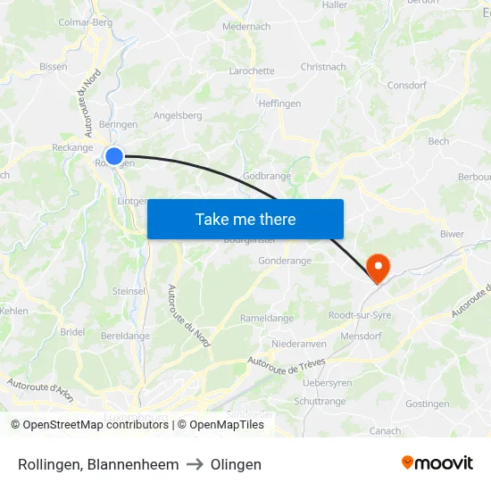 Rollingen, Blannenheem to Olingen map