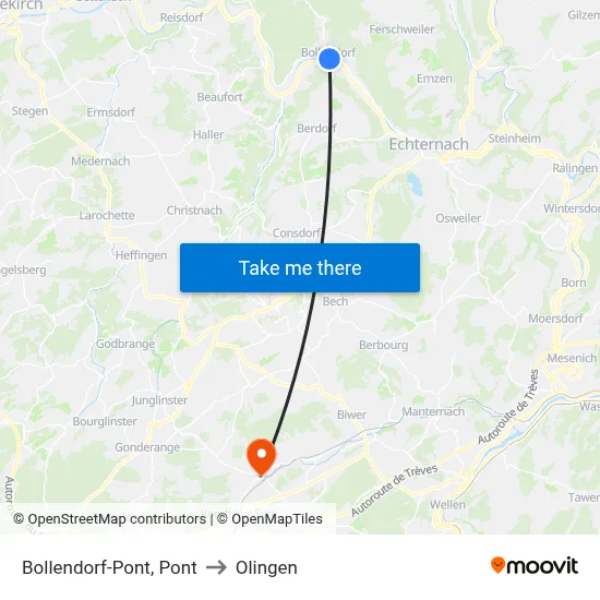 Bollendorf-Pont, Pont to Olingen map