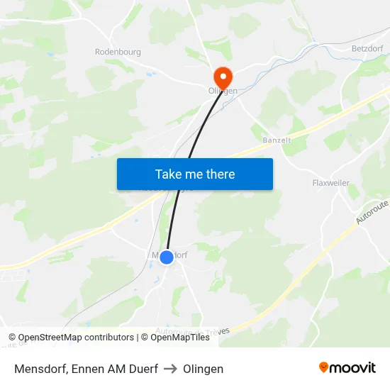 Mensdorf, Ennen AM Duerf to Olingen map