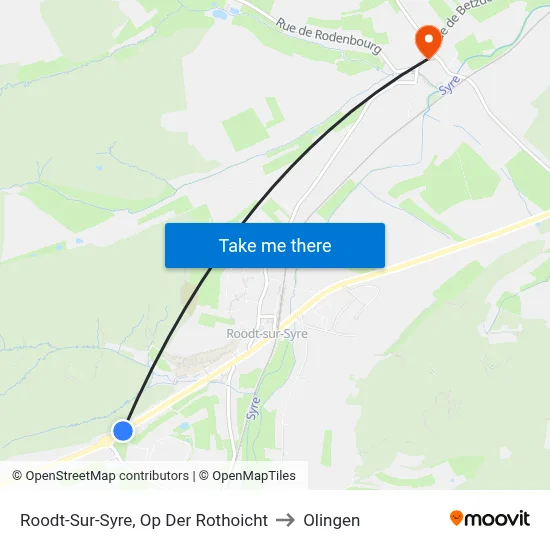 Roodt-Sur-Syre, Op Der Rothoicht to Olingen map