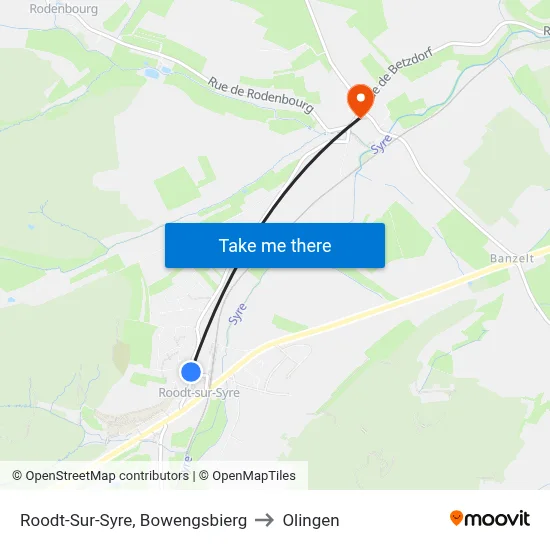 Roodt-Sur-Syre, Bowengsbierg to Olingen map