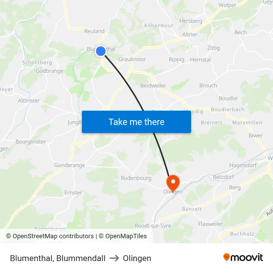 Blumenthal, Blummendall to Olingen map