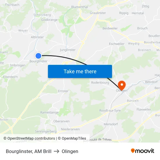 Bourglinster, AM Brill to Olingen map