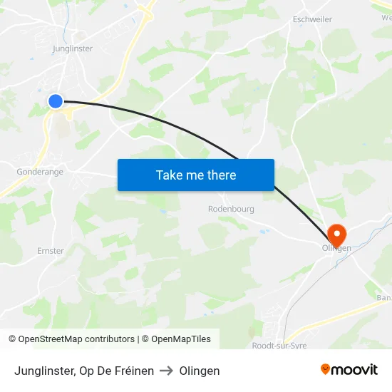 Junglinster, Op De Fréinen to Olingen map