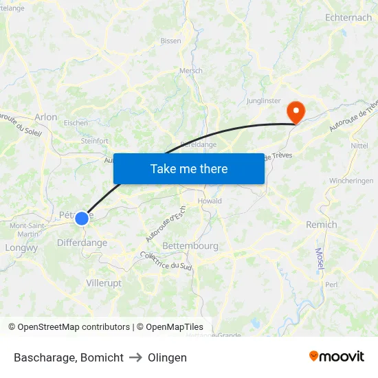 Bascharage, Bomicht to Olingen map