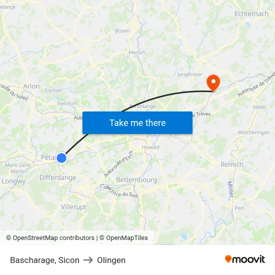 Bascharage, Sicon to Olingen map