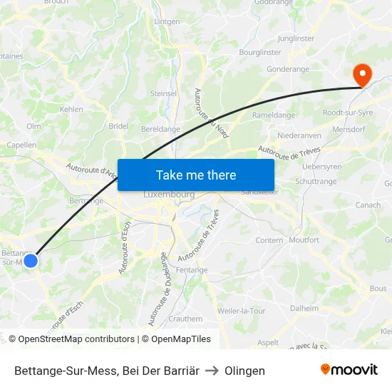 Bettange-Sur-Mess, Bei Der Barriär to Olingen map