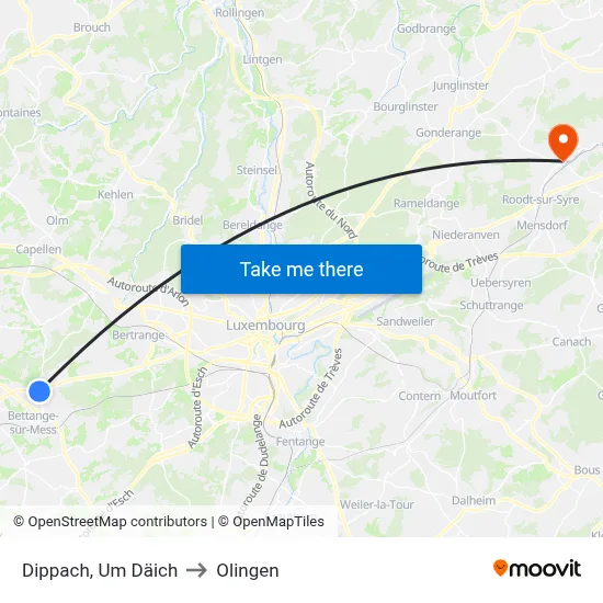 Dippach, Um Däich to Olingen map