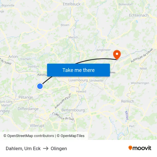 Dahlem, Um Eck to Olingen map