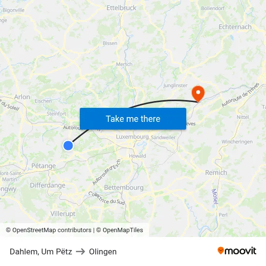 Dahlem, Um Pëtz to Olingen map