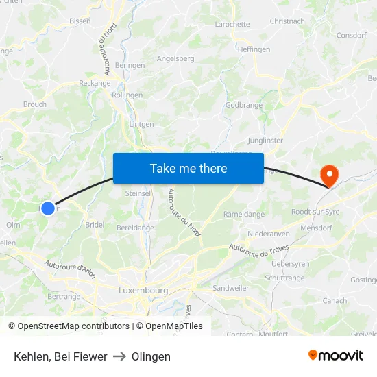 Kehlen, Bei Fiewer to Olingen map