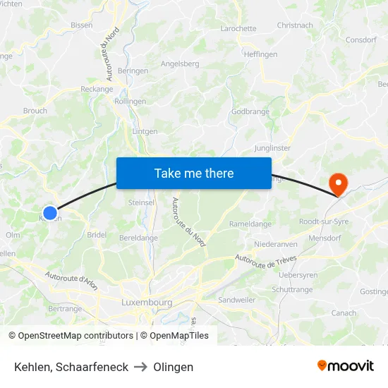 Kehlen, Schaarfeneck to Olingen map