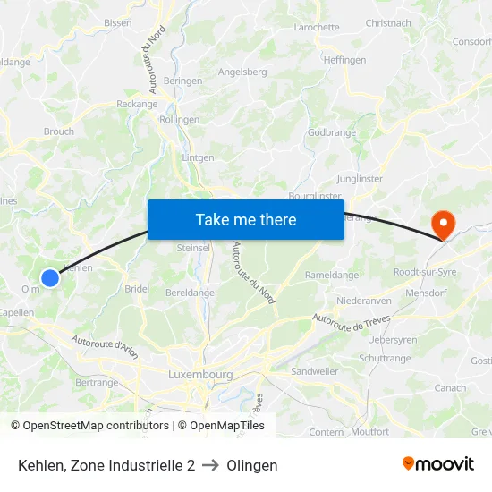 Kehlen, Zone Industrielle 2 to Olingen map