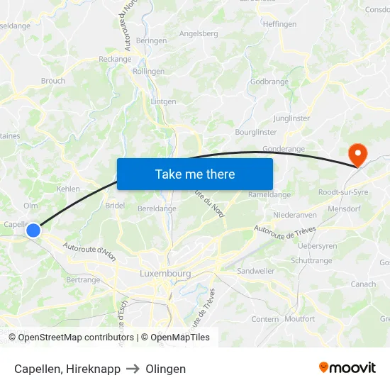 Capellen, Hireknapp to Olingen map