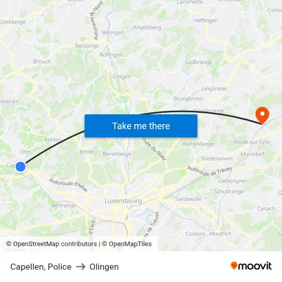 Capellen, Police to Olingen map