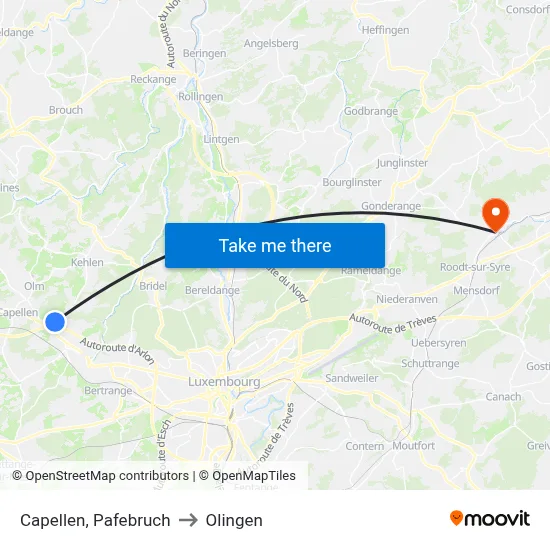 Capellen, Pafebruch to Olingen map