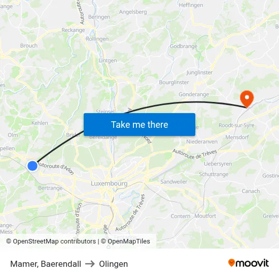 Mamer, Baerendall to Olingen map