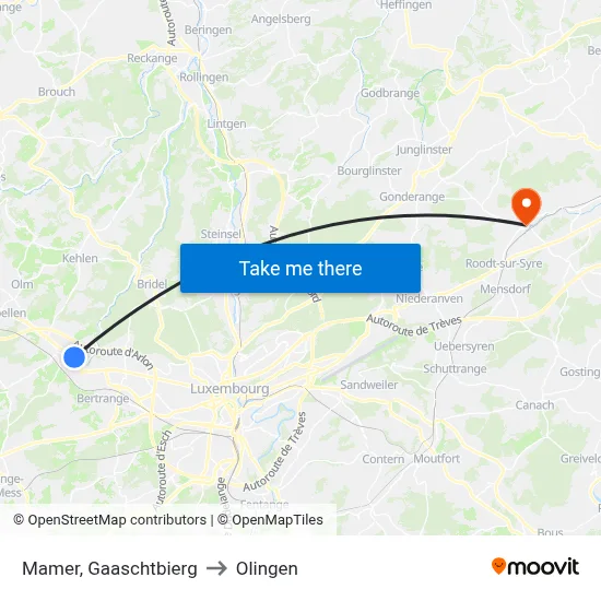 Mamer, Gaaschtbierg to Olingen map