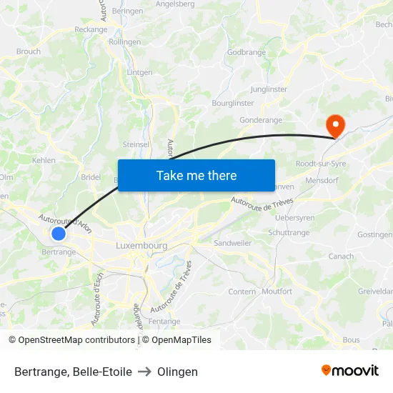 Bertrange, Belle-Etoile to Olingen map