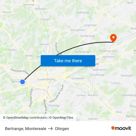 Bertrange, Montereale to Olingen map